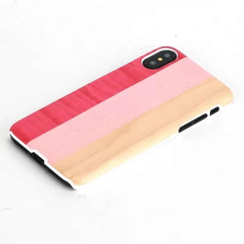 Etui na smartfona man and wood do iPhone X/XS — pink pie biały