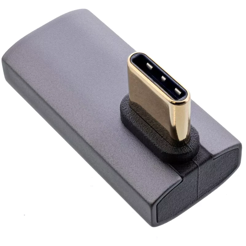 Adapter InLine USB4, wtyk/gniazdo USB-C pionowe prawo-/lewo-kątowe, aluminium, szary