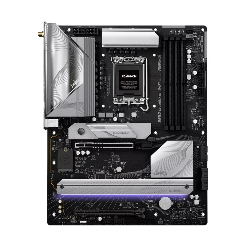 Płyta główna ASRock B860 LiveMixer WiFi — Intel B860, LGA 1851, ATX, DDR5, 4 DIMM, Wi‑Fi 6E, 2.5Gb LAN