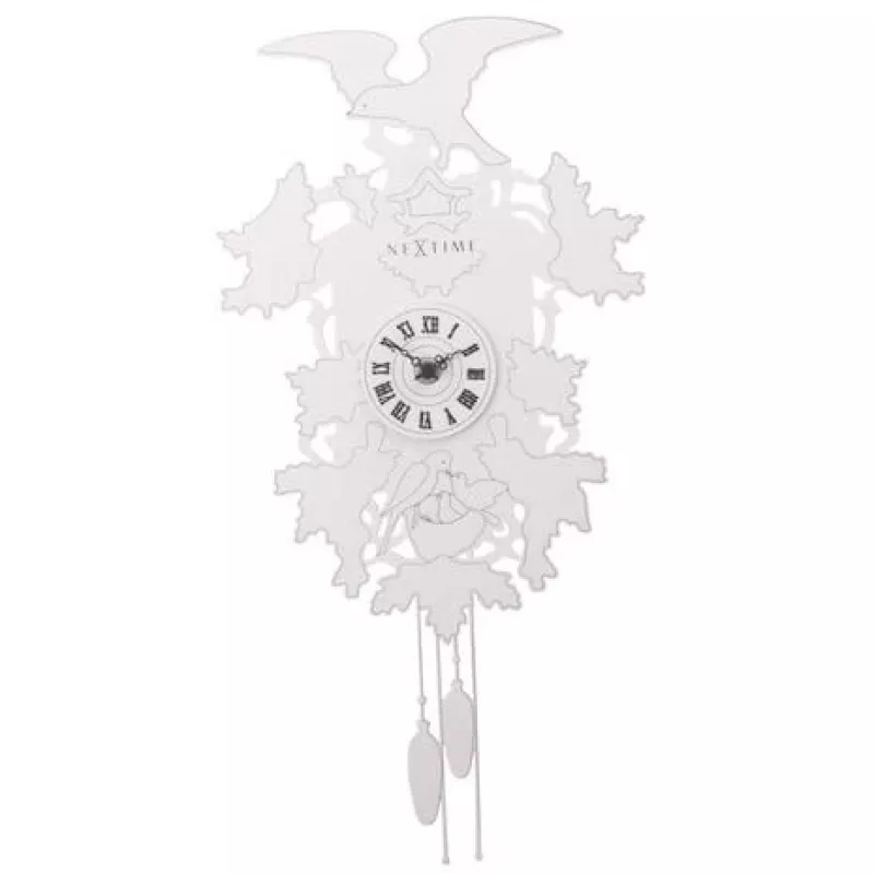 Zegar ścienny NeXtime 2988 Cuckoo Weeble, 41x21 cm, biały