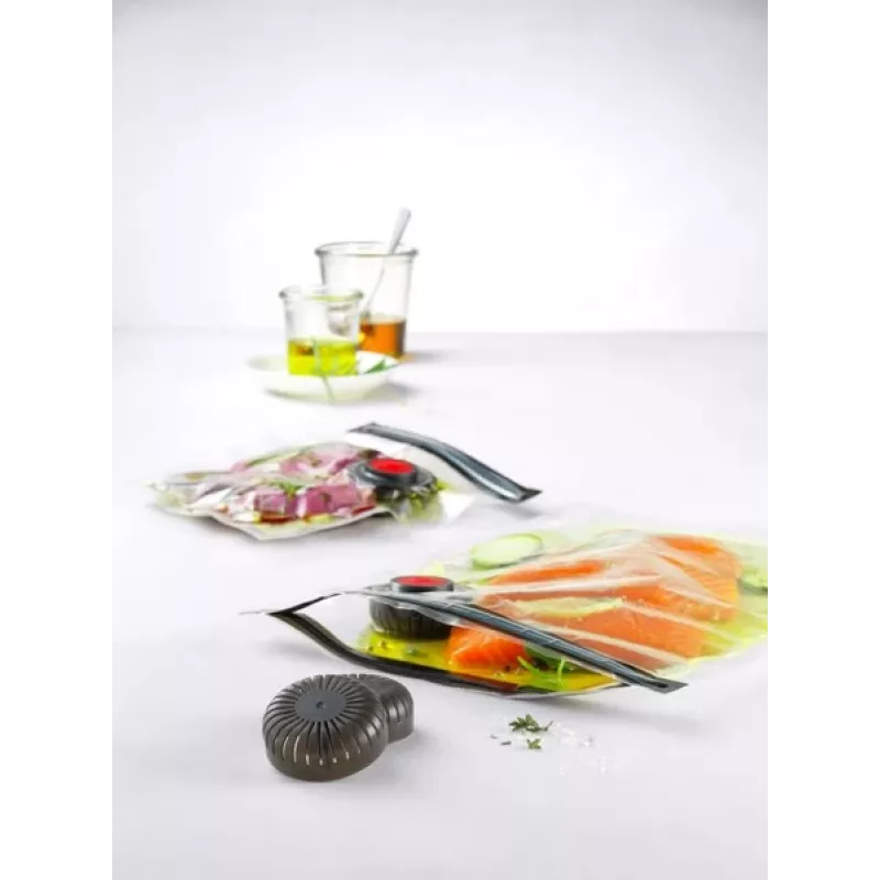 Pojemnik do pakowania próżniowego ZWILLING 36807-007-0, prostokątny plastikowy pojemnik na żywność, 1,1 l i 2,3 l, hermetyczna pokrywka z możliwością blokowania, odłączany, półprzezroczysty biały