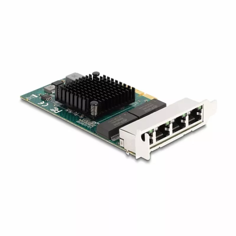 Karta DeLOCK PCI Express x4 4 x RJ45 Gigabit LAN BCM szara