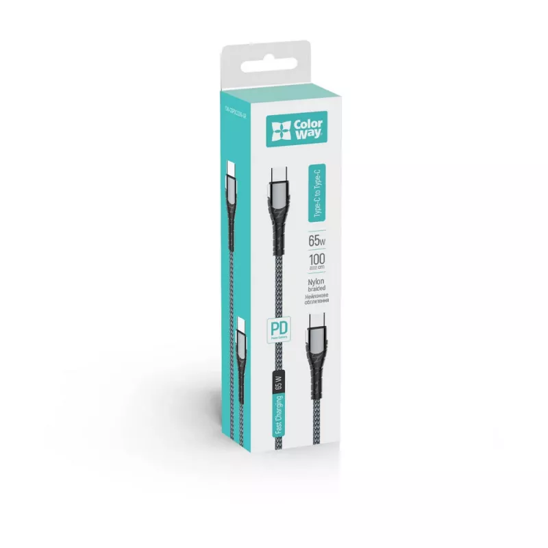 Kabel ładujący USB Type-C ColorWay CW-CBPDCC040-GR, 65 W PD, 1 m, zielony