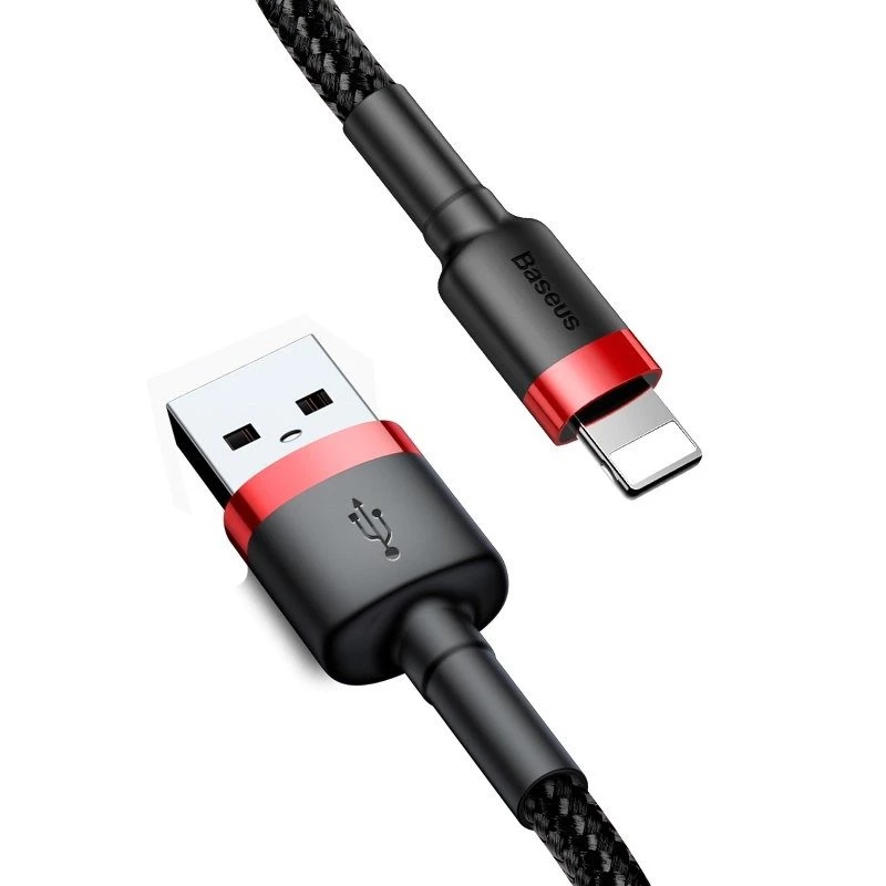 Kabel USB-A do Lightning Baseus Cafule 2.4A QC 3.0, 1 m — czarno-czerwony
