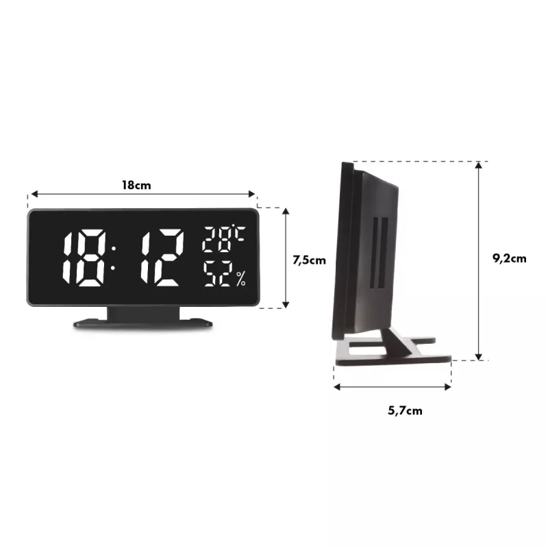 Cyfrowy budzik LED GreenBlue GB395 z wyświetlaczem temperatury