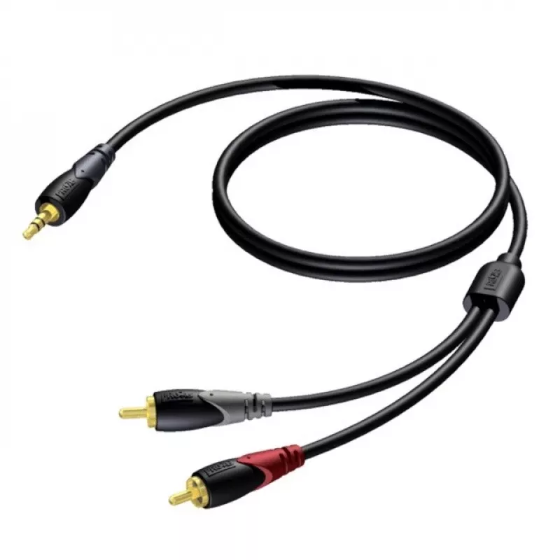 Kabel stereo 3,5 mm jack męski na 2x RCA (Cinch) męski Procab 3 m