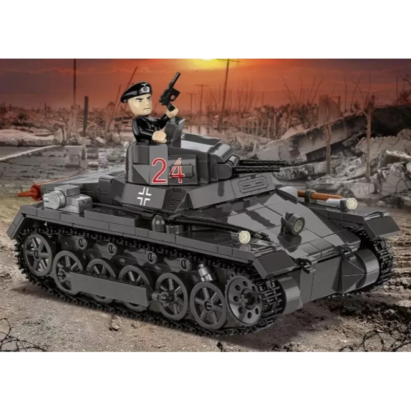 Zestaw konstrukcyjny Cobi Panzer I Ausf. B – 654 elementy, szczegółowy model czołgu