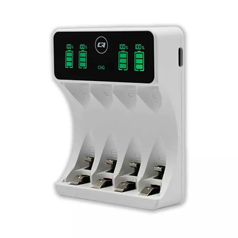 Ładowarka QOLTEC 50848 do akumulatorów NiMH AAA (R03) i AA (R6) z wyświetlaczem LCD