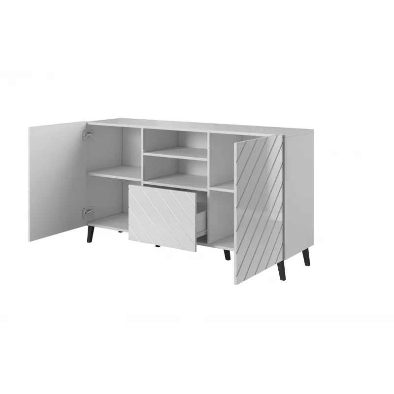 ABETO komoda 150x42x82 biały połysk
