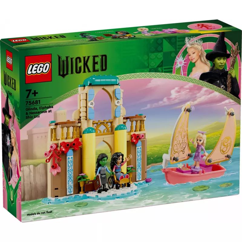 Zestaw konstrukcyjny LEGO 75681 z minifigurkami: Wicked, Glinda, Elphaba, Nessarose oraz Uniwersytet Shiz
