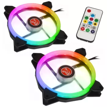 RAIJINTEK IRIS 14 Rainbow - wentylator LED RGB 140 mm, zestaw 2 sztuk z kontrolerem