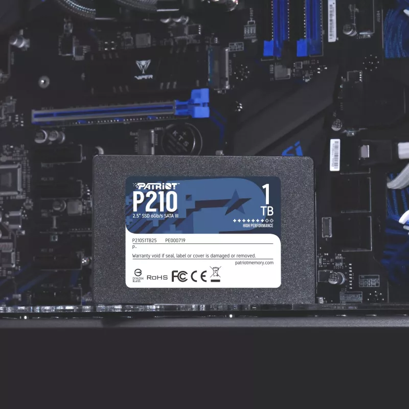Dysk SSD 2,5 inch SATA III PATRIOT P210 1 TB — odczyt 500 MB/s, zapis 400 MB/s, wysokość 7 mm