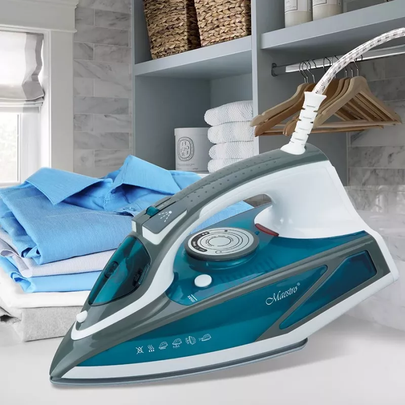 Żelazko parowe Maestro MR-304C, 2200W, biało-niebieskie — żelazko parowe do użytku domowego