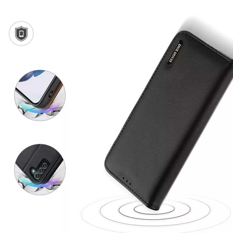 Dux Ducis Dux Ducis Hivo skórzany portfel z klapką z naturalnej skóry etui na karty i dokumenty Samsung Galaxy S22+ (S22 Plus) czarny