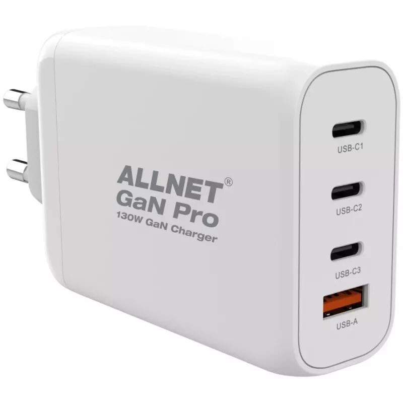 Zasilacz ALLNET PSU-GaNPD-USB-1A3C-130W — 130W, 1× USB-A, 3× USB-C