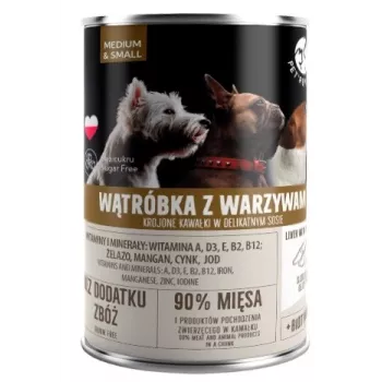 Mokra karma dla psa PetRepublic DOG 400 g, kawałki w sosie z wątróbką i warzywami dla małych i średnich psów