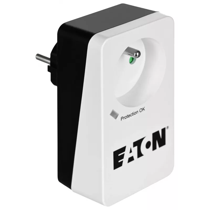 Skrzynka przeciwprzepięciowa Eaton Protection Box 1 FR — 1 gniazdo typu E, 220–250 V, 16 A, 4000 W, czarna, kompaktowa