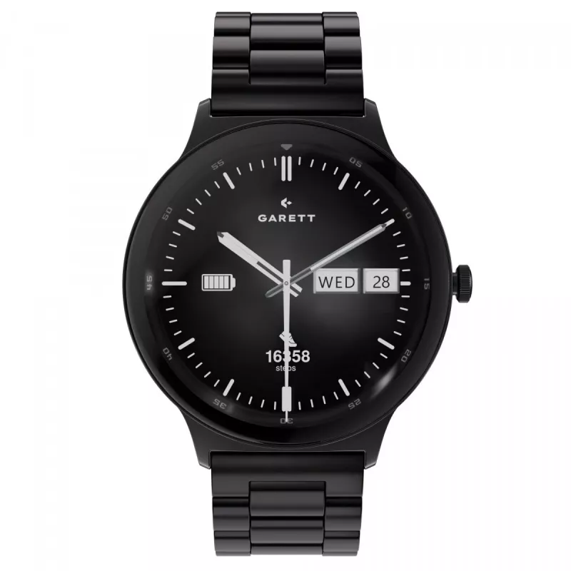 Smartwatch Garett Quantum — czarna stal nierdzewna