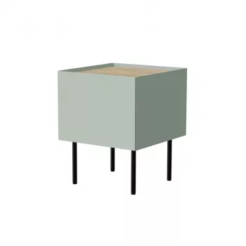 Szafka nocna Cama Meble FELLINI 40x41x60, oliwkowa z blatem z dębu olejowanego, 1 szuflada, komplet 2 szt.