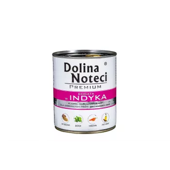 Mokra karma dla psa Dolina Noteci DOLINA NOTECI Premium — Indyk, 800 g, dorosłe psy, bezglutenowa i bez soi, bez sztucznych dodatków