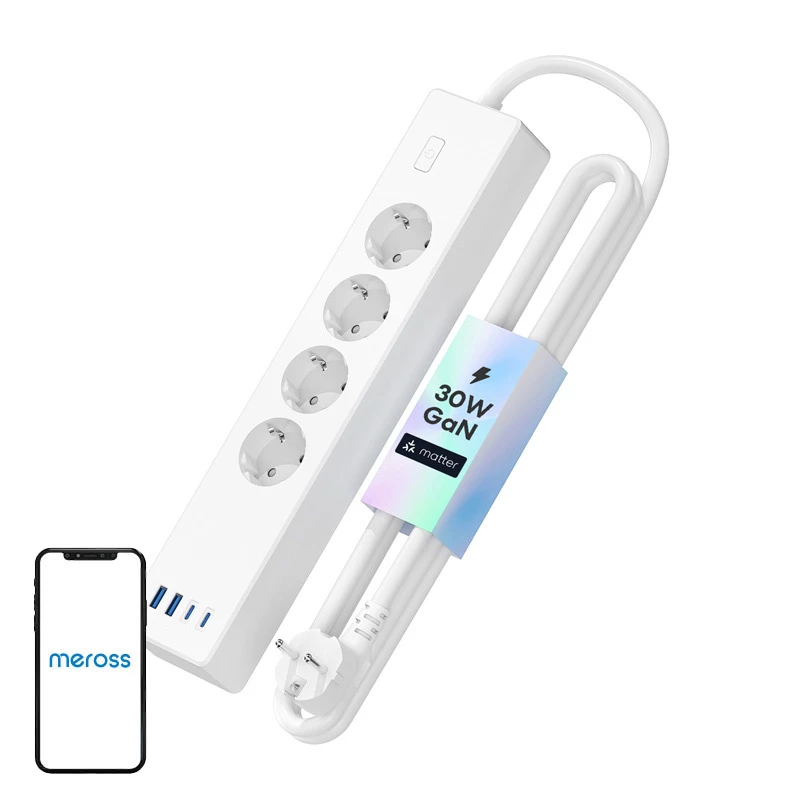 Power Strip Meross MSP844 — 4 AC Outlets, 2 USB‑A, 2 USB‑C