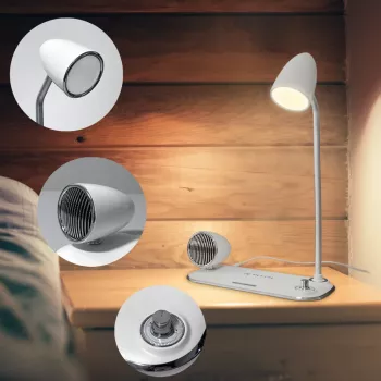Bezprzewodowa ładowarka biurkowa Tellur TLL151371 z głośnikiem Bluetooth i lampką biurkową