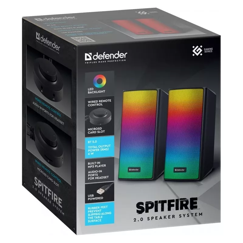Głośniki komputerowe SPITFIRE 2.0 6W LED USB