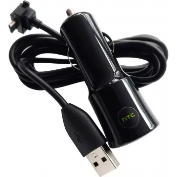 HTC CC-C120 1A Vehicle Charger + DC-M410 Micro-USB Cable in biały Bulk (CC-C120)