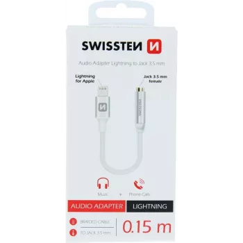 Adapter audio SWISSTEN Lightning na 3,5 mm SW-LIGHT-3.5MM-W, kabel 15 cm