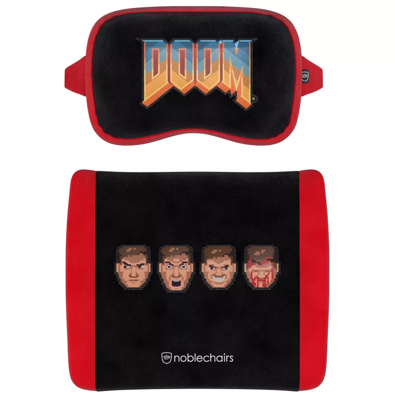 Zestaw poduszek z pianki memory noblechairs DOOM Retro Edition — ergonomiczne poduszki do foteli gamingowych i biurowych