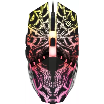 Mysz gamingowa DEFENDER GM-670L oburęczna optyczna, 2400 DPI, 5 przycisków, przewodowa, czarna, RGB