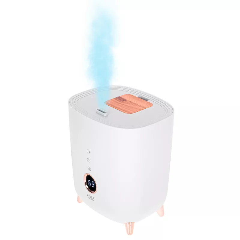 Nawilżacz ultradźwiękowy Adler AD 7972 — zbiornik 4 L, 300 ml/h, do 35 m², 23 W, biały