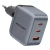 Vention GaN Charger FEXH0-EU 70W — 2x USB-C + 1x USB-A, PD 70W, 100–240V