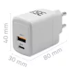 Ładowarka QOLTEC 51824 GaN 35W USB-C PD i USB QC 3.0, 5–20V, 1x USB-C, 1x USB-A