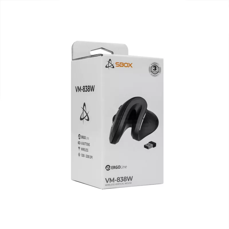 Mysz SBOX VM-838W Vertical Wireless Czarny Interfejs
