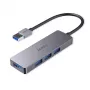 Hub USB Aukey CB-H36 — 4-portowy USB 3.2 Gen 1 Type-A, host USB 2.0, 5000 Mbit/s, aluminium srebrny