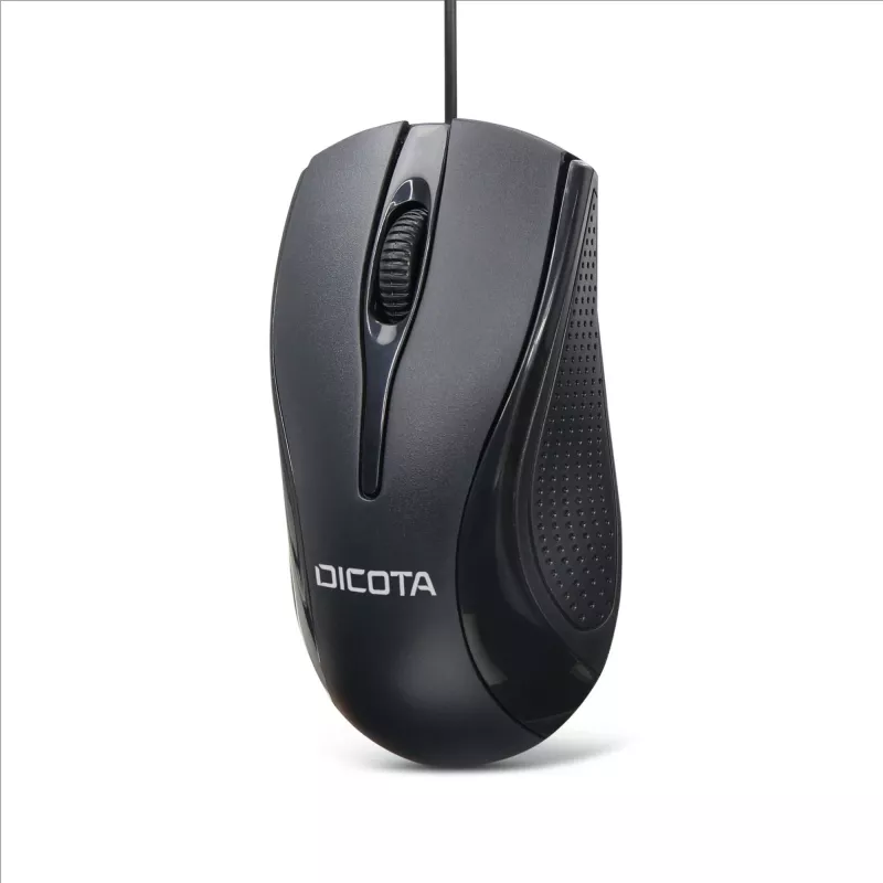 DICOTA - Mysz - dla prawo- i leworęcznych - Laser - 3 przyciski - Przewodowa - USB - Czarny (D32011)