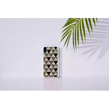 Etui na smartfona iKins do iPhone XR — wzór piramidy, białe