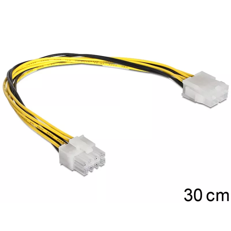 DeLOCK - Kabel przedłużający zasilanie - wewnętrzne zasilanie, 8-pin (M) - wewnętrzne zasilanie, 8-pin (W) - 30 cm (83342)