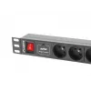 Jednostka dystrybucji zasilania LANBERG PDU-04E04I-0200-IEC-BK — 1U, 4 gniazda typu E, kabel 2 m, 10 A, 220–250 V