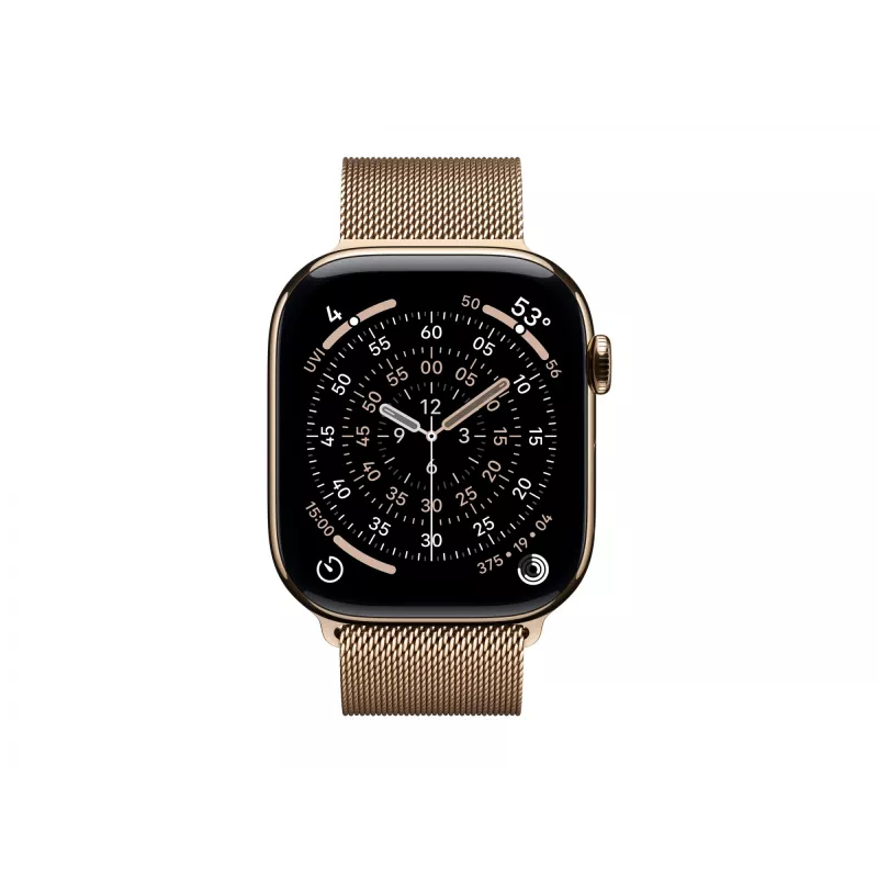 Apple Watch Series 11 GPS + Cellular 46mm Koperta z tytanu w kolorze złotym z paskiem Gold Milanese Loop – S/M (MFD74ZR/A)