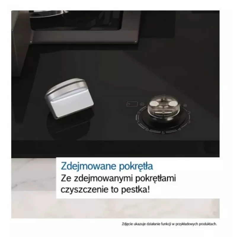 Zabudowywana płyta gazowa Bosch PPP6A2I40, 4 strefy, ruszty żeliwne, czarna, 590×520×54 mm, sterowanie pokrętłami obrotowymi