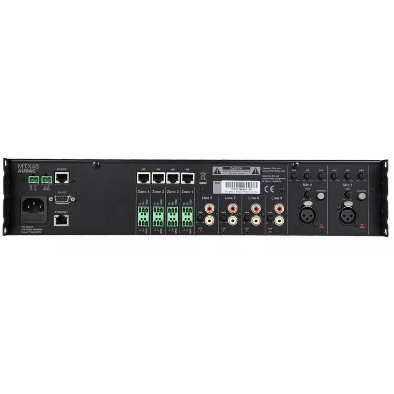 AUDAC MTX48 audio amplifier Home Czarny 80 dB SNR 20-20000 Hz