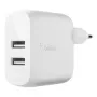 Belkin BOOST CHARGE - Zasilacz - 24 W - QC 3.0 - 2 porty wyjściowe (USB) - Biały (WCB002VFWH)