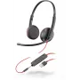 Zestaw słuchawkowy HP POLY Czarnywire C3225 przewodowy USB-A nauszny do biura/call center, 20–20000 Hz, 121 g, czarny