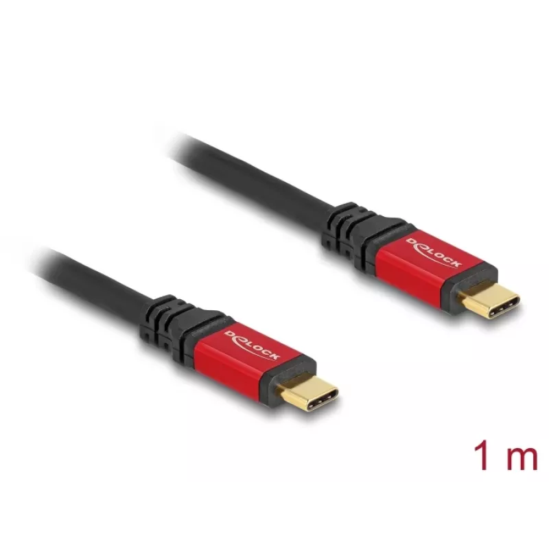 DeLOCK Kabel USB USB Type-C męski na męski 10 Gbps PD 3.0 100 W 1 m czerwony metalowy