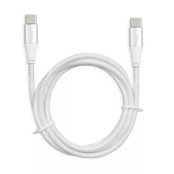 Kabel USB-C do USB-C IBOX IKUTC1W 1 m, USB 2.0, 3 A, biały, oplot tekstylny