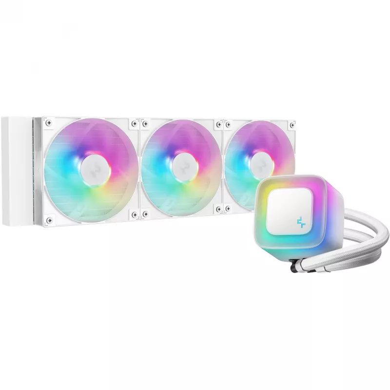 Zestaw chłodzenia cieczą All-in-one DeepCool LE360 WH V2 12 cm Biały — radiator 360 mm, 3x120 mm wentylatory, obsługa LGA 1851