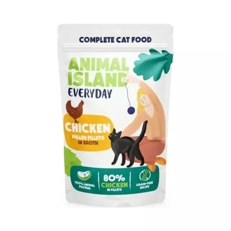 ANIMAL ISLAND Everyday Filety z kurczakiem i wołowiną w bulionie - mokra karma dla kota - 4 x 85g