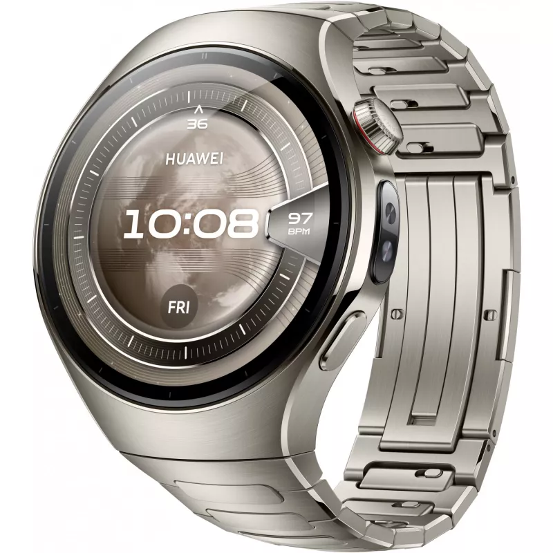 Smartwatch HUAWEI WATCH 5, 1,5 cala AMOLED, 466×466, koperta tytanowa 46 mm, Wi‑Fi, GPS, Srebrny